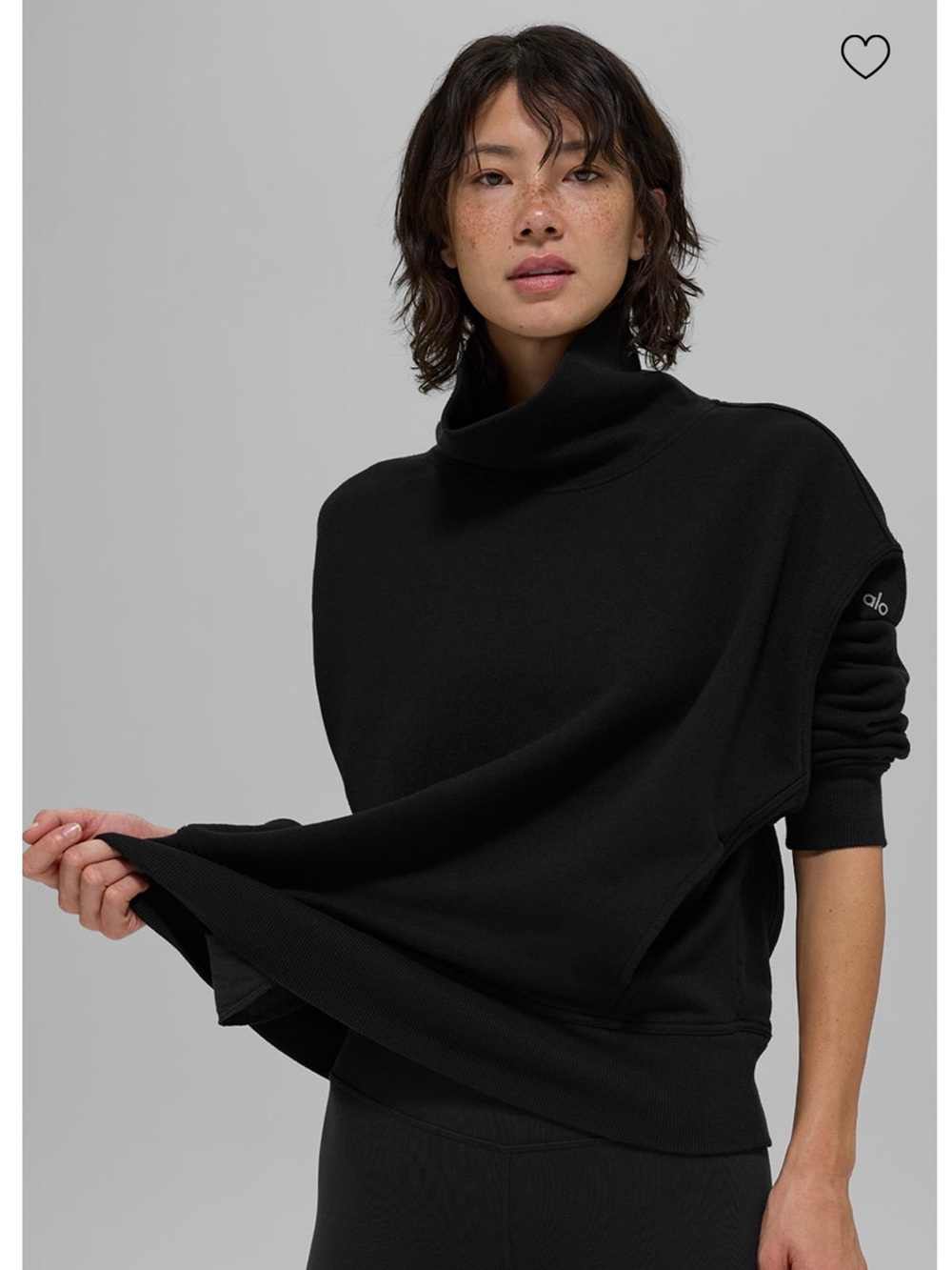 ALO Yoga Black Draped Turtleneck Sweater